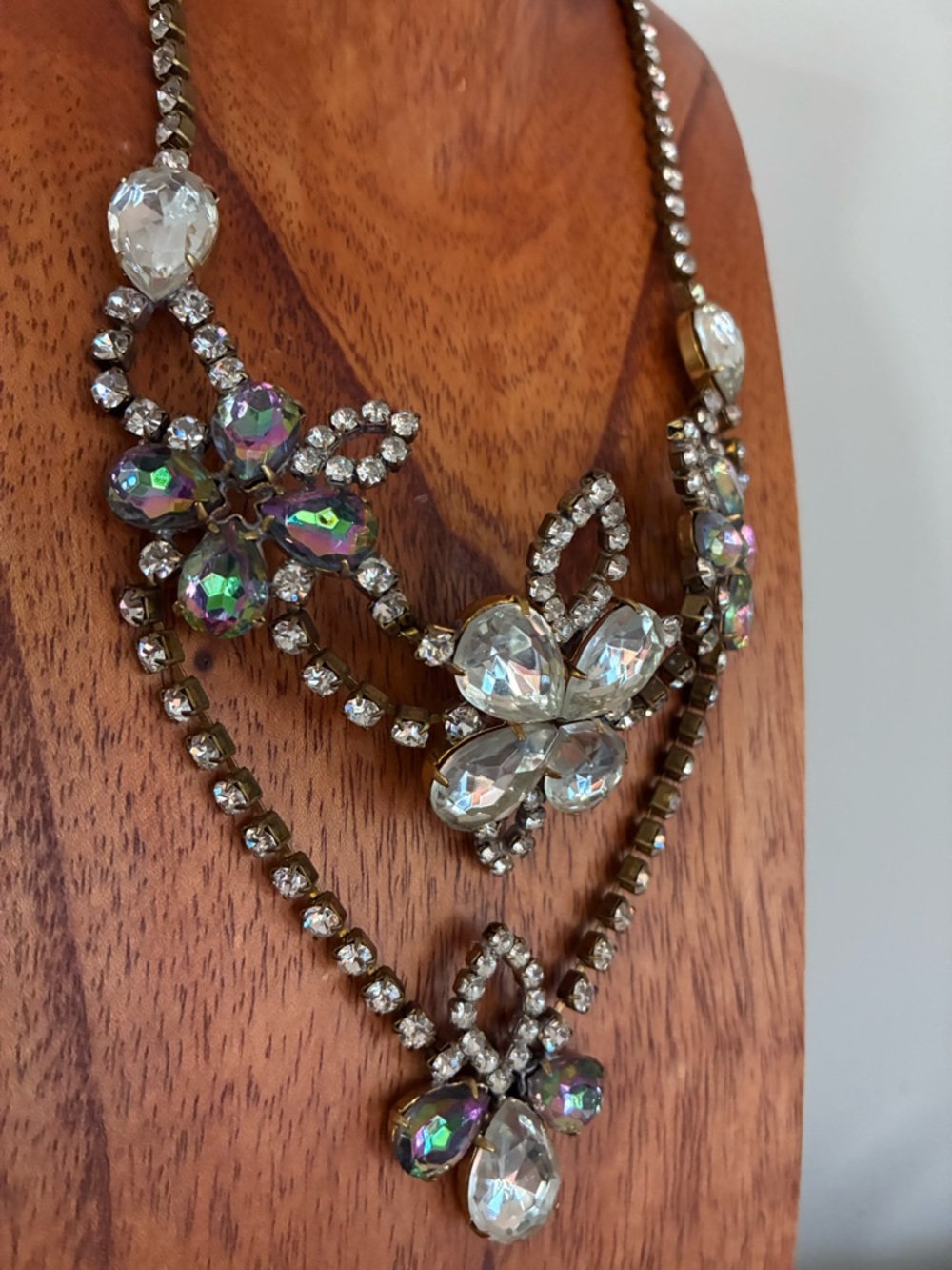 Antique Crystal Floral Multi-Strand Statement Necklace Husar D - Picture 3 of 7